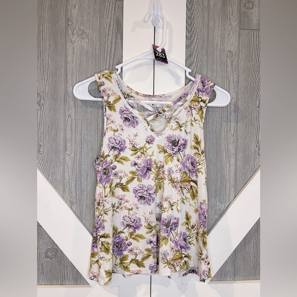 B3.20 American Eagle Outfitters Floral Crepe Criss Cross Tank Small - Picture 1 of 6